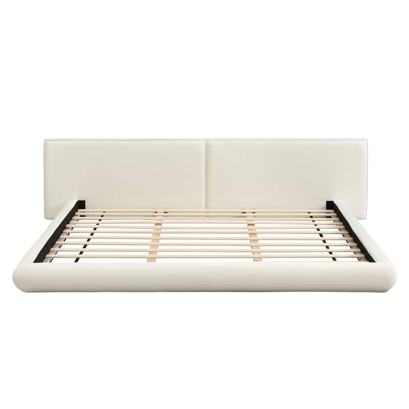 Christopher Knight Home - Lunara Modern Upholstered Floor-Hugging Platform Bed with Rounded Edges