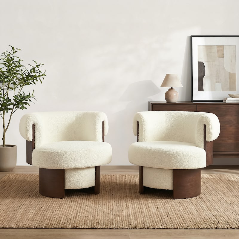 Scott Living Scrolla Beige Swivel Barrel Chair - Set of 2 - Beige