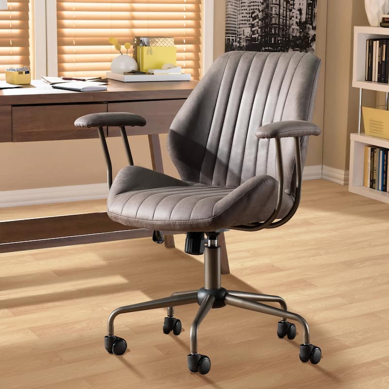 OVIOS Suede Fabric Ergonomic Office Chair Desk Chair Lumbar Support - Grey