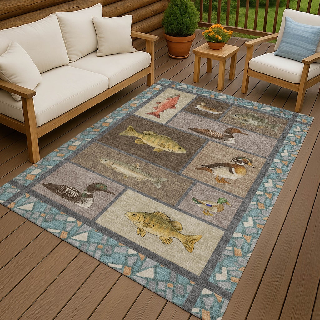 Machine Washable Indoor/ Outdoor Cabin Lodge Chantille Rug