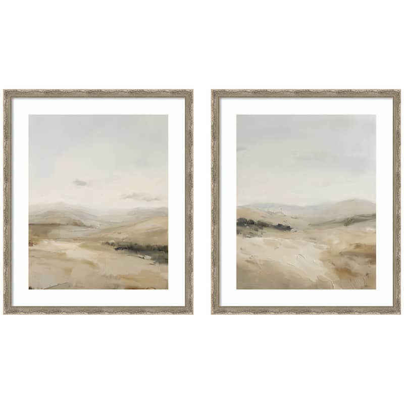Kate and Laurel Fading Fields 2 Piece Framed Wall Art Print Set by Amy Lighthall - 2 Piece Set 21x25