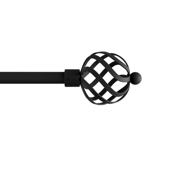 slide 2 of 11, 3/4 Inch Decorative Twisted Sphere Finial Curtain Rod by Lavish Home - 48-84" Black