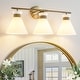 preview thumbnail 11 of 98, Dimmable Bathroom Vanity Light with Glass Shade 3-Light - Gold