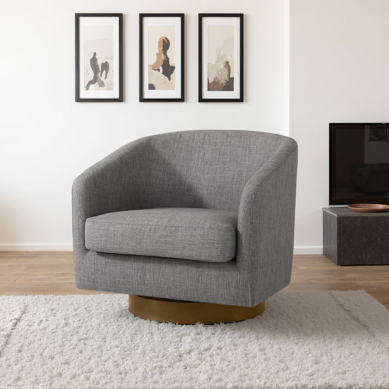 Faux Leather Wide Seat Swivel Barrel Chair