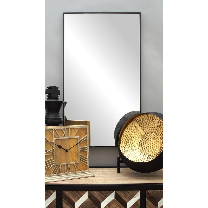 Contemporary Rectangular Wall Mirror - Multiple Finishes and Sizes - 18"W, 32"H - Black Matte -  Medium