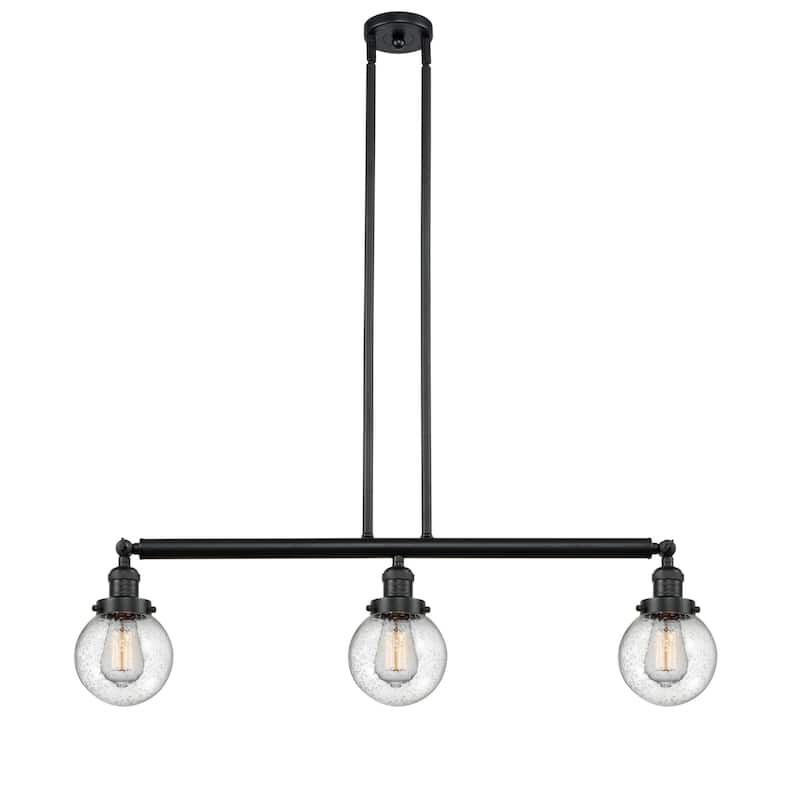 Innovations Lighting Beacon 3 Light 39" Wide Linear Chandelier - Matte Black / Seedy