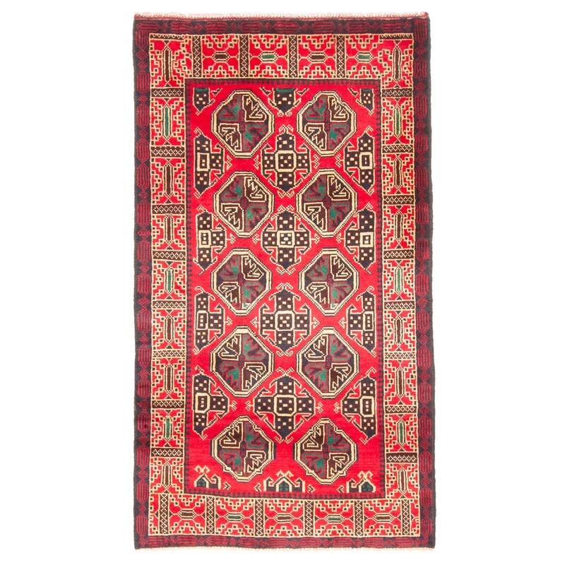 ECARPETGALLERY Hand-knotted Teimani Red Wool Rug - 2'8 x 4'9