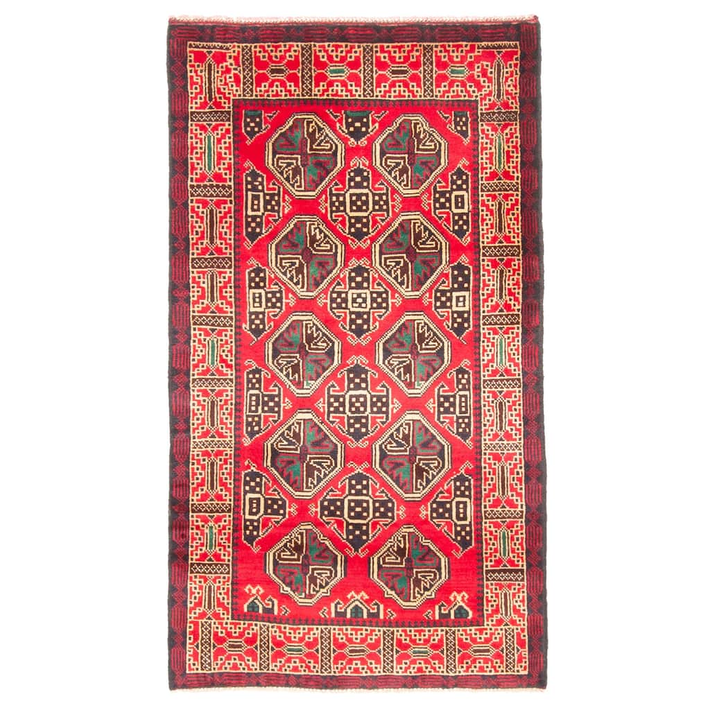 ECARPETGALLERY Hand-knotted Teimani Red Wool Rug - 2'8 x 4'9