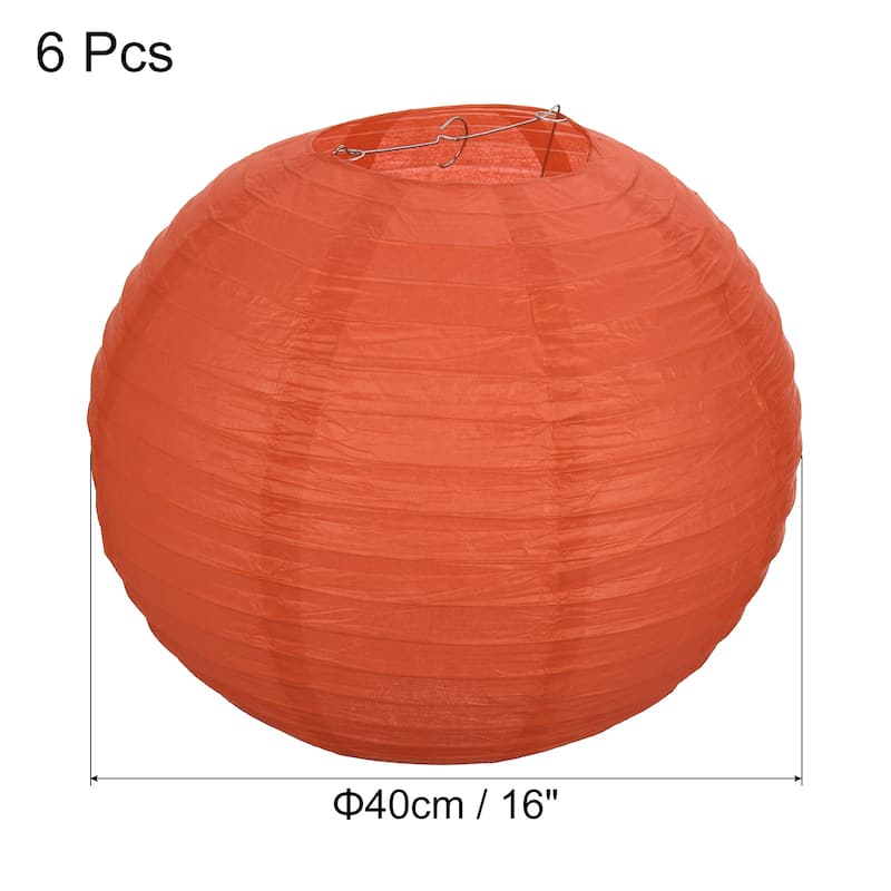 6pcs 16 Inch Folding Hanging Paper Lanterns for Wedding Home Party - Orange