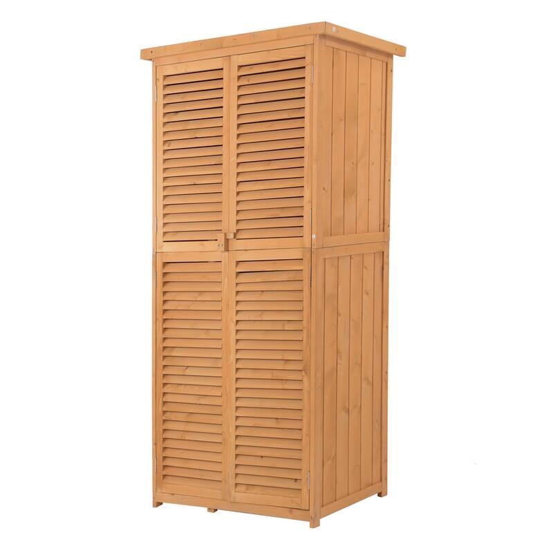 Outsunny 3' x 5' Wooden Garden Storage Shed with Asphalt Roof & 2 Large Wood Doors with Lock, Natural