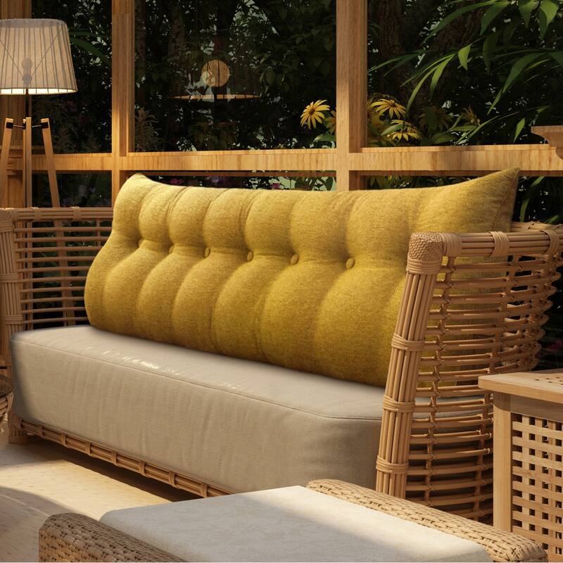 WOWMAX Bed Rest Wedge Bolster Pillow Yellow Linen Blend Decorative