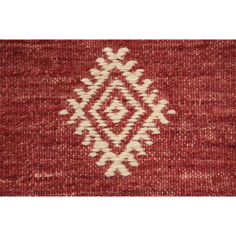 Hand Woven Oriental 100% Wool Carpet Southwestern Tribal Oranges & Rust Kilim Area Rug - 10' 2'' X 5' 6''
