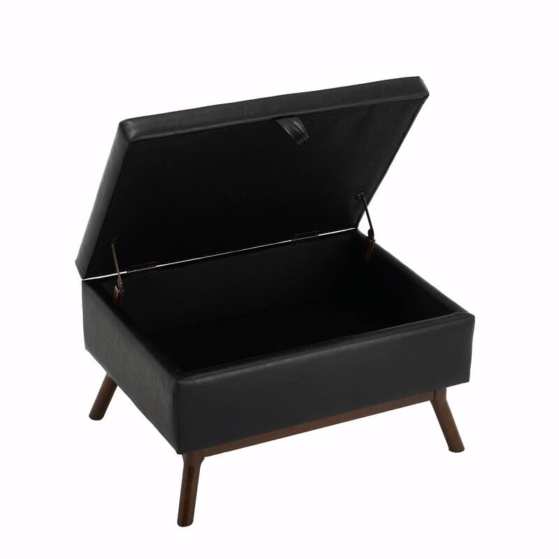 Mid-Century Modern Square Coffee Table with Storage Bench