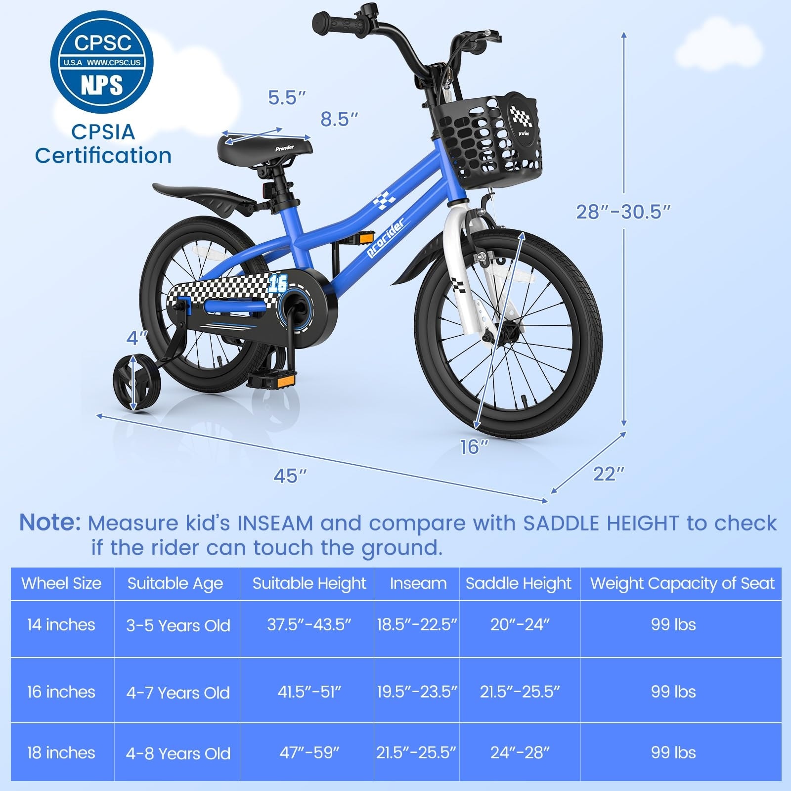 Kids Bike 14 16 18 Inch Children Bikes for Boys Girls Age 3 8