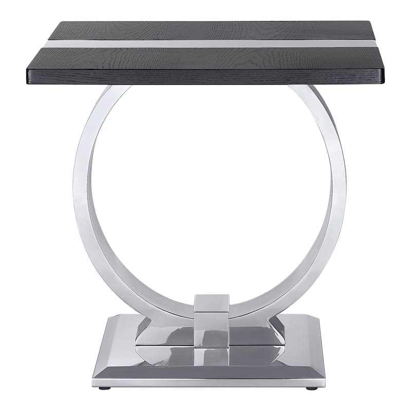 Furniture of America Carra Modern 3-Piece Stainless Steel O-Shaped Trestle Base Coffee Table Set
