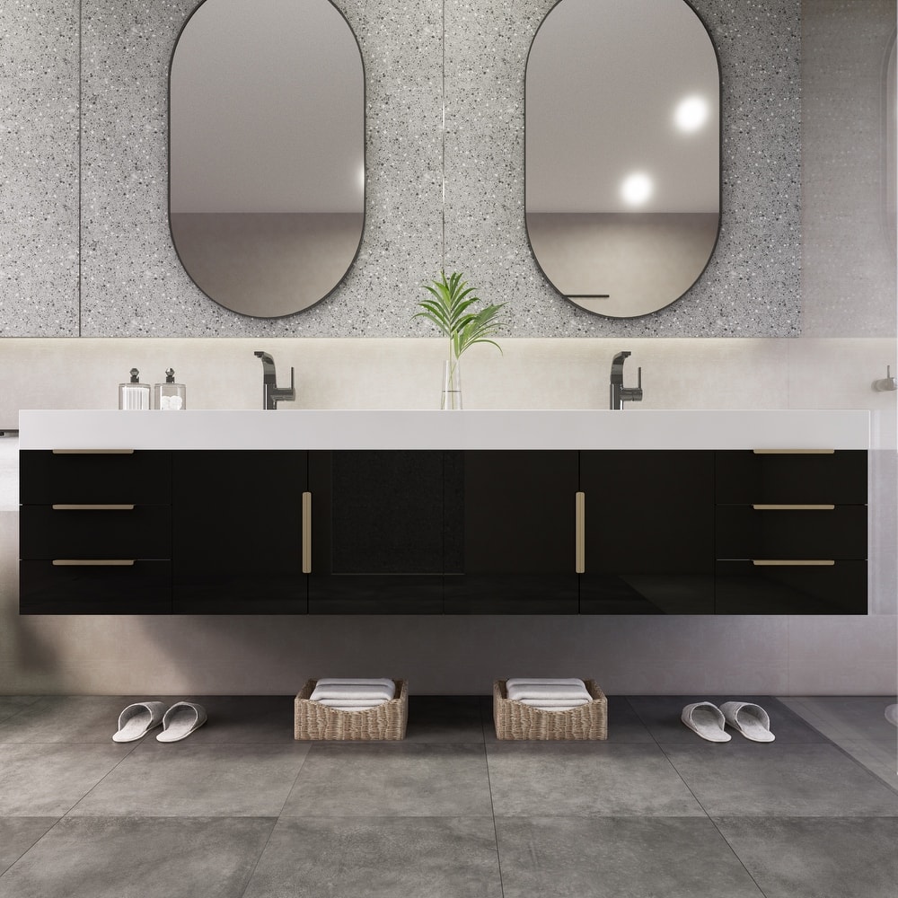 Noble 84" Wall Mounting Vanity with Reinforced Acrylic Double Sink