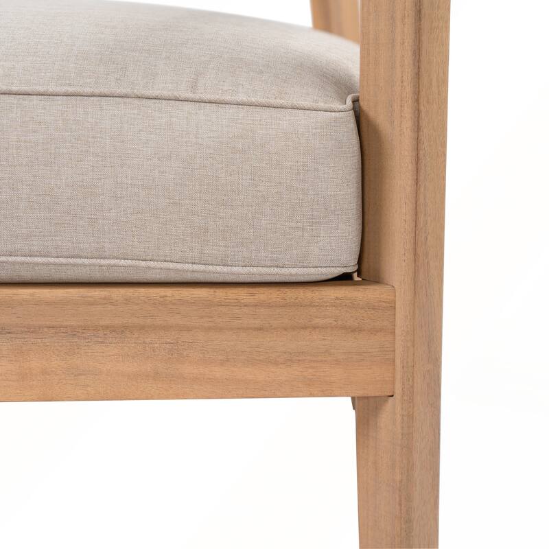 Acacia Wood Club Chair With Seat Cushion Set of 1