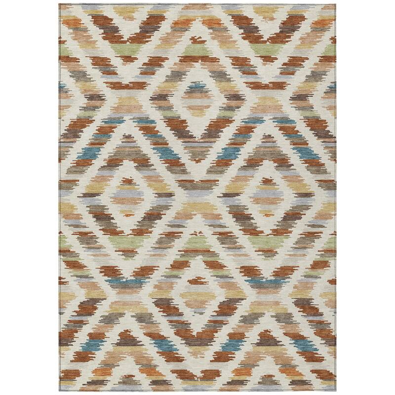 Machine Washable Indoor/ Outdoor Global Diamdon Chantille Rug