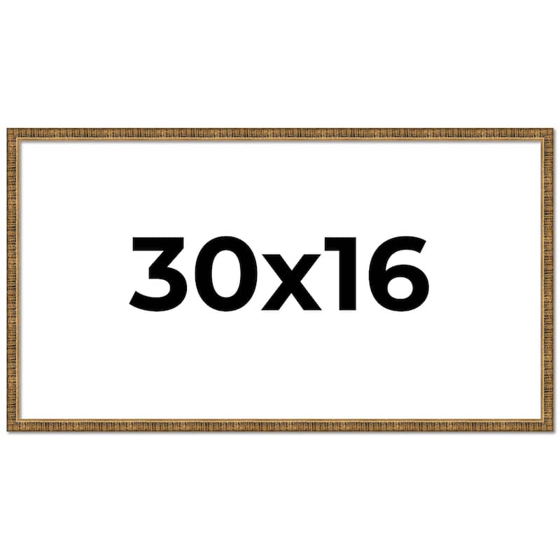30x16 Frame Black Real Wood Picture Frame Kingsley Gold Distressed Photo Frame with UV Acrylic Foam Board Backing &