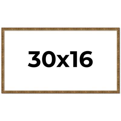 30x16 Frame Black Real Wood Picture Frame Kingsley Gold Distressed Photo Frame with UV Acrylic Foam Board Backing &