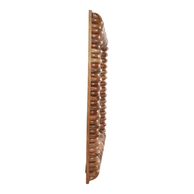 Wood Wall Mirror Casual Square Woven Ribbed Detailing - 40" Brown - 40" x 3.5" x 40"