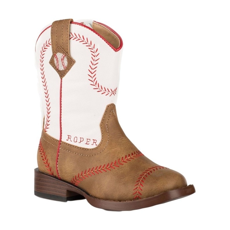 Roper Arrowheads Kids Boys Tan Faux Leather Cowboy Boots