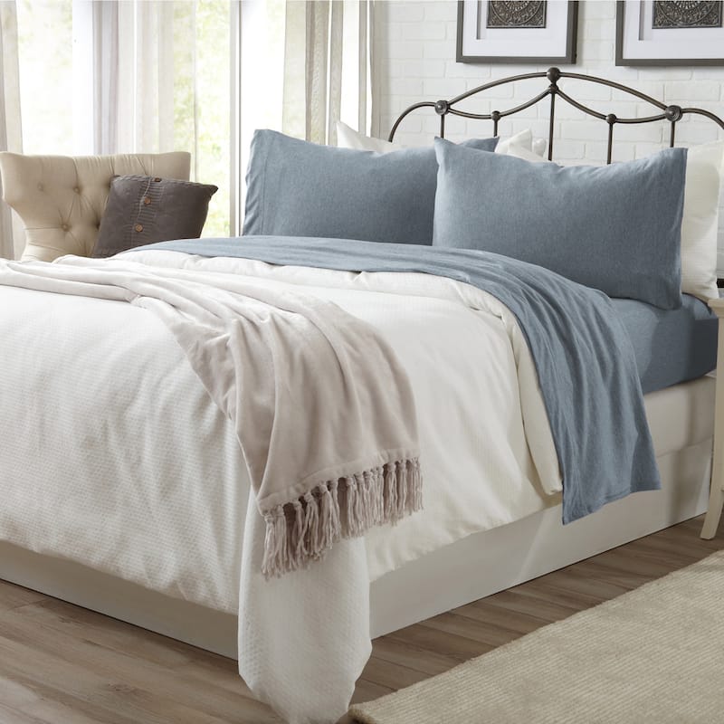 Linery & Co. Heathered Melange Cotton Jersey Knit Sheet Set