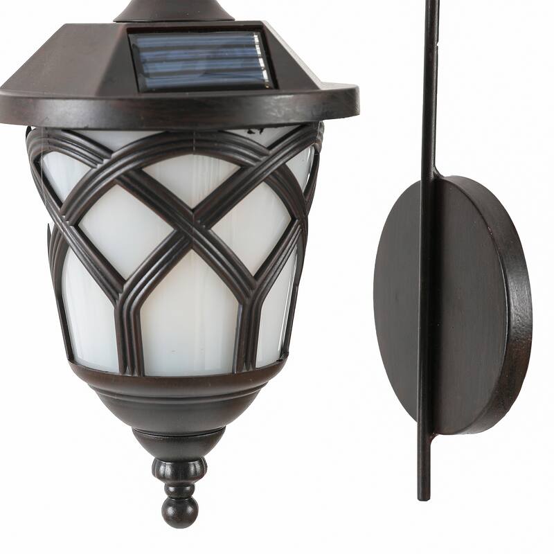 Solar Powered LED Outdoor Wall Light Sconces (Set of 2)