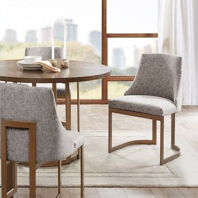 2 Chairs,Modern Style Accent Dining Chairs, Antique Gold Metal Frame Back and Sled Leg Contemporary