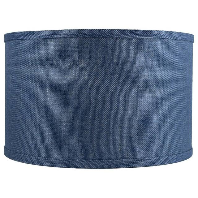 Classic Burlap Drum Lampshade, 8-inch to 16-inch Bottom Size Available - 16" - Denim Blue