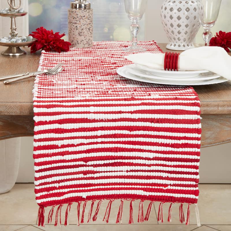 Festive Candy Cane Chindi Table Runner - 16"x72"