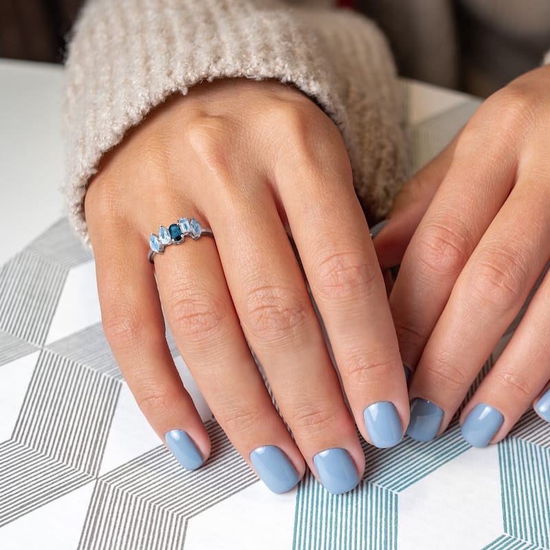 Miadora 1ct TGW Blue Topaz Five Stone Ring Sterling Silver