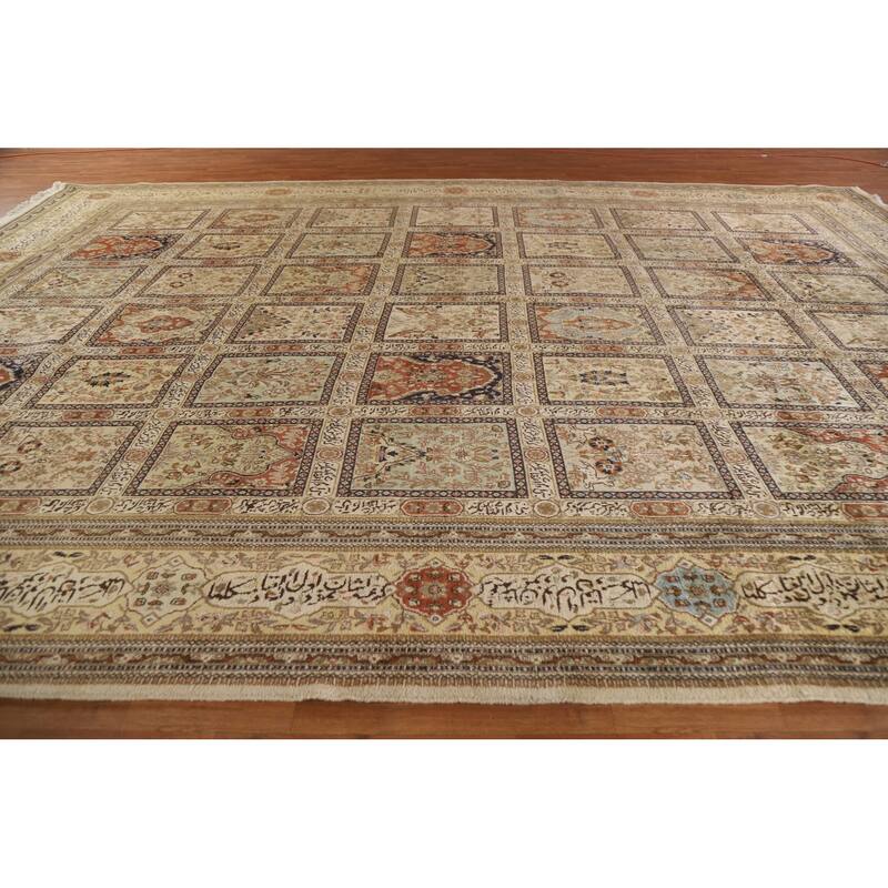 Hand Knotted Oriental 100% Wool Carpet Traditional All-Over Beige & Ivories Tabriz Area Rug - 18' 2'' X 13' 1''