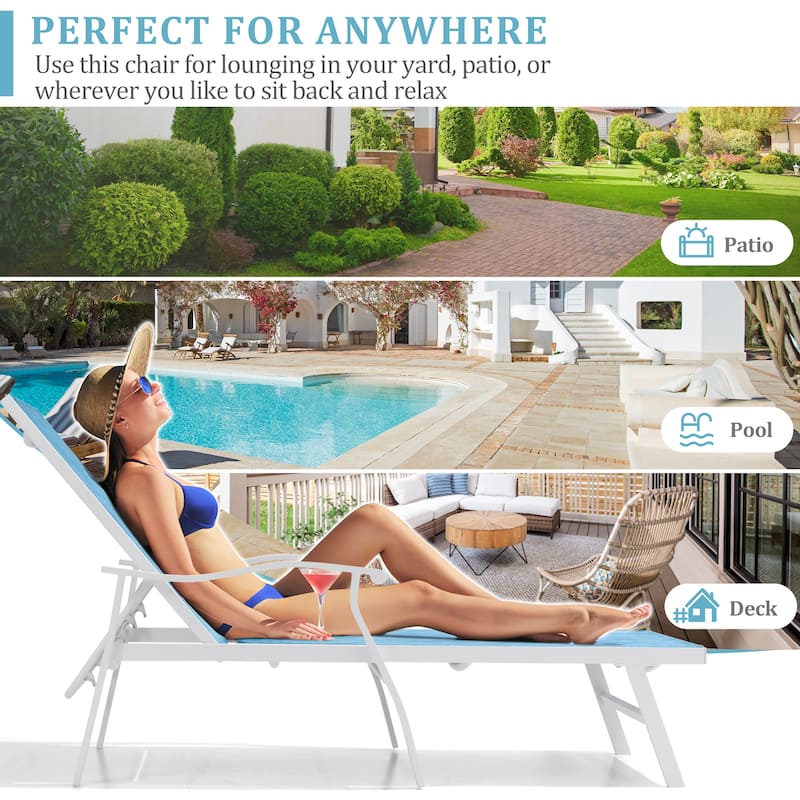VredHom Outdoor Aluminum Adjustable Chaise Lounge Chairs - 76.18" L ×21.1" W ×13.8" H