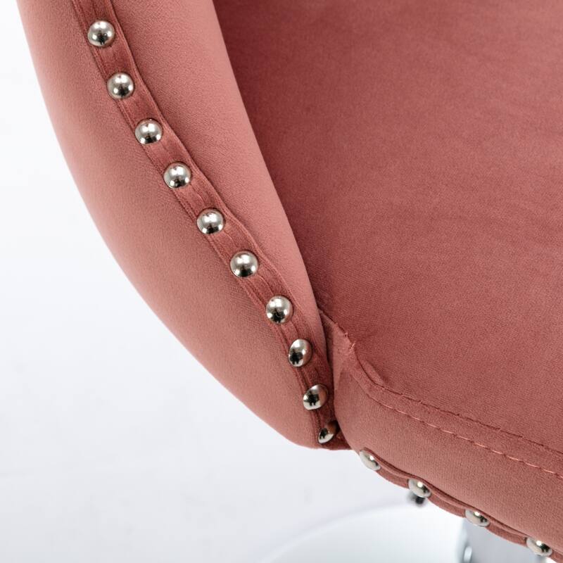 360° Swivel Bar Stools Set of 2, 25'' Velvet Upholstered Button Tufted Bar Stools with Back for Home Pub and Kitchen Island