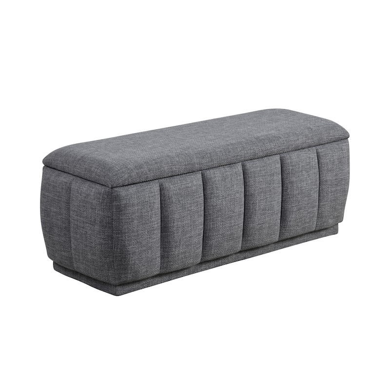 Modern Gray Storage Bench Cushion Seat 1pc Plywood Frame Fabric Upholstery Home Furniture - Gray