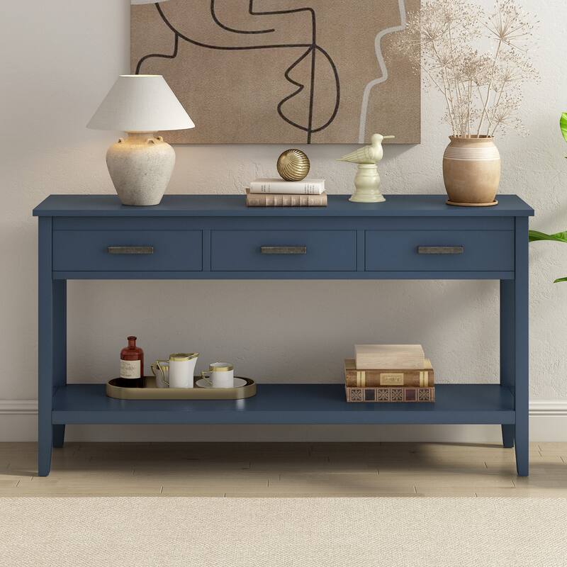 59" Minimalist Console Table with Drawer & Shelf