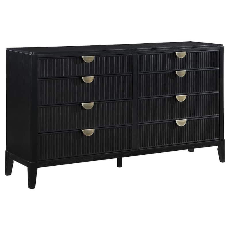 8-Drawer Black Dresser with Sleek Contemporary Look, Wide Smooth Drawers, and Large Bedroom Storage Solution
