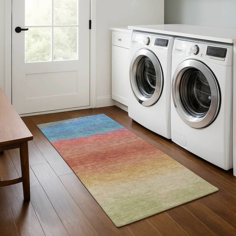 Premium Washable Super Soft Abstract Ombre Mayfield Rug - Coral - 2'3" x 7'6"