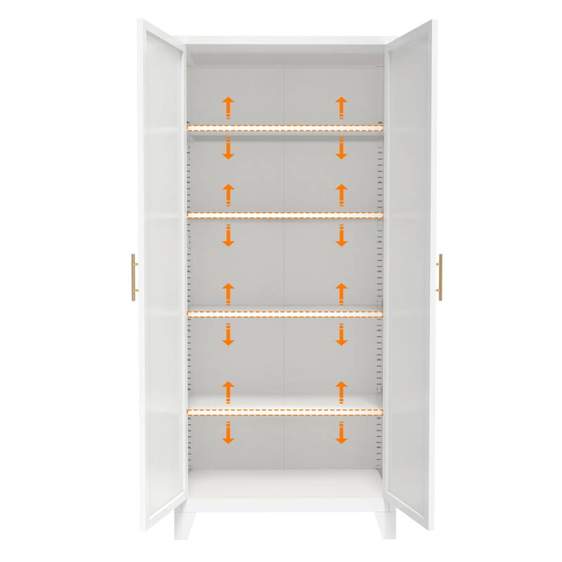 Rossetta 71'' 2-Door Shapely Metal Cabinet with Adjustable Shelves