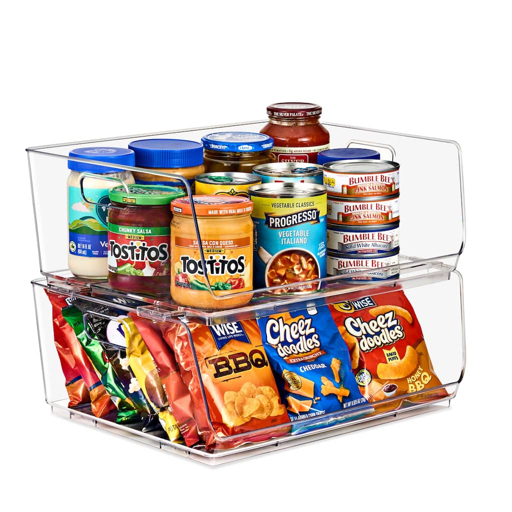 Sorbus Stackable Storage Bins Acrylic Open Front Clear Stackable Storage Bins for Pantry Kitchen (Large 2 Pack)