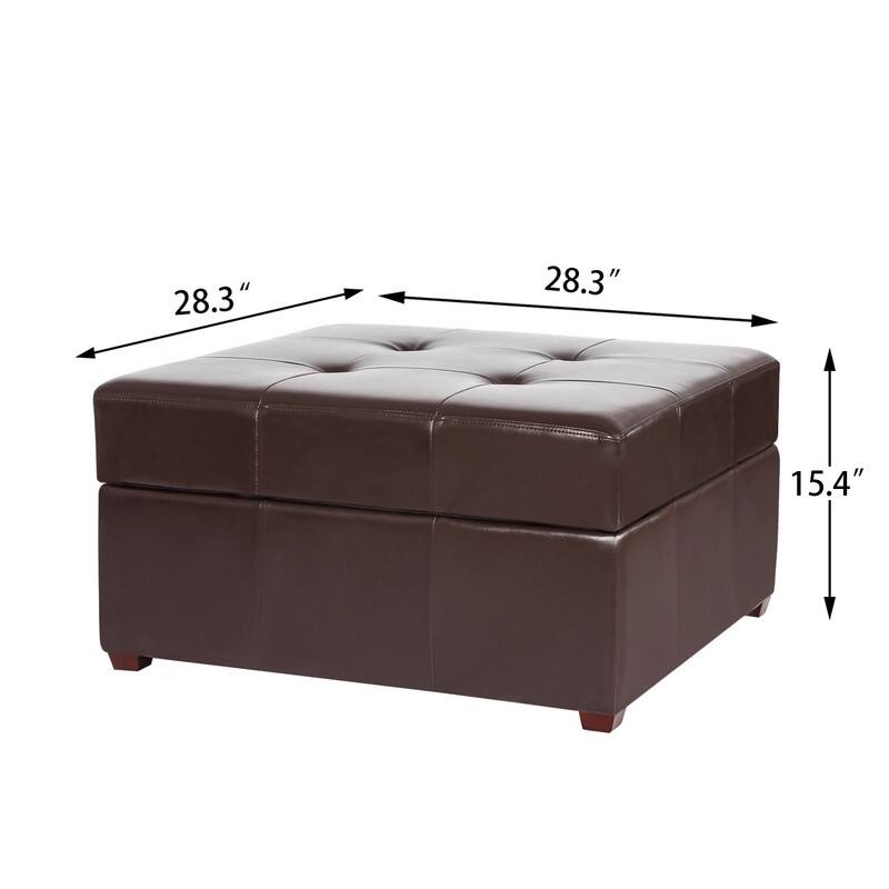 ADECO Storage Ottoman Square Bench Tufted Footrest for Living Room