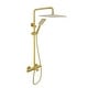 preview thumbnail 12 of 27, Zen, Thermostatic Exposed Shower Pipe System, Square 10"x10" Rain Shower Head, 3 Functions Hand Shower and Tub Spout, 2.5 Gpm. Brushed Gold