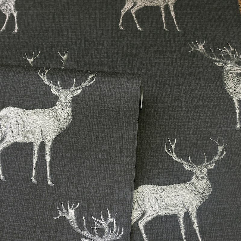 Arthouse Hank Charcoal Stag Wallpaper