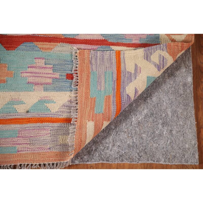 Reversible Kilim Oriental Accent Rug Hand-Woven Wool Carpet - 3'3"x 5'0"