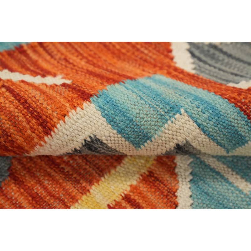 Hand Woven Oriental 100% Wool Carpet Southwestern Tribal Navy Blue & Blues Kilim Area Rug - 5' 10'' X 4' 0''