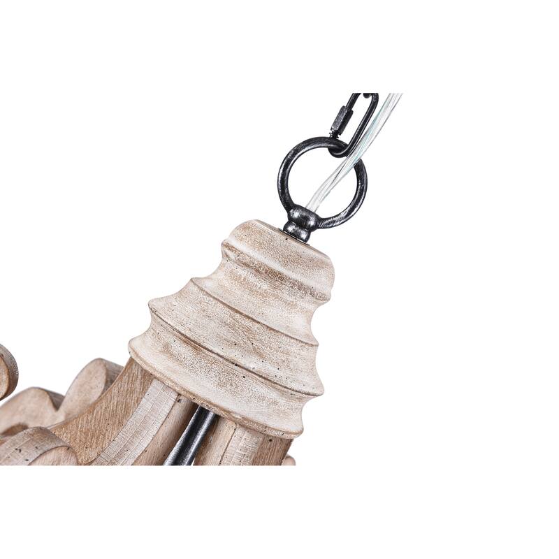 Oaks Aura Cottage Chic French Country Crown 6-Light Rustic Wood Ceiling Light Farmhouse Shabby Chic Chandelier