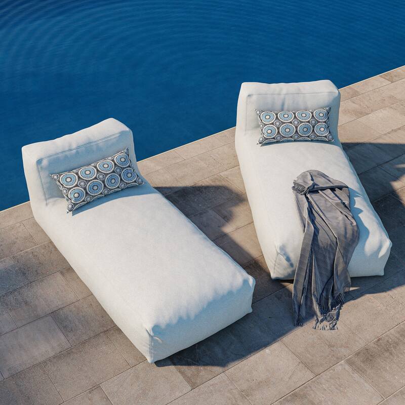 1-Piece Outdoor Bean Bag Chaise Lounge with Pillow - N/A - 2 piece