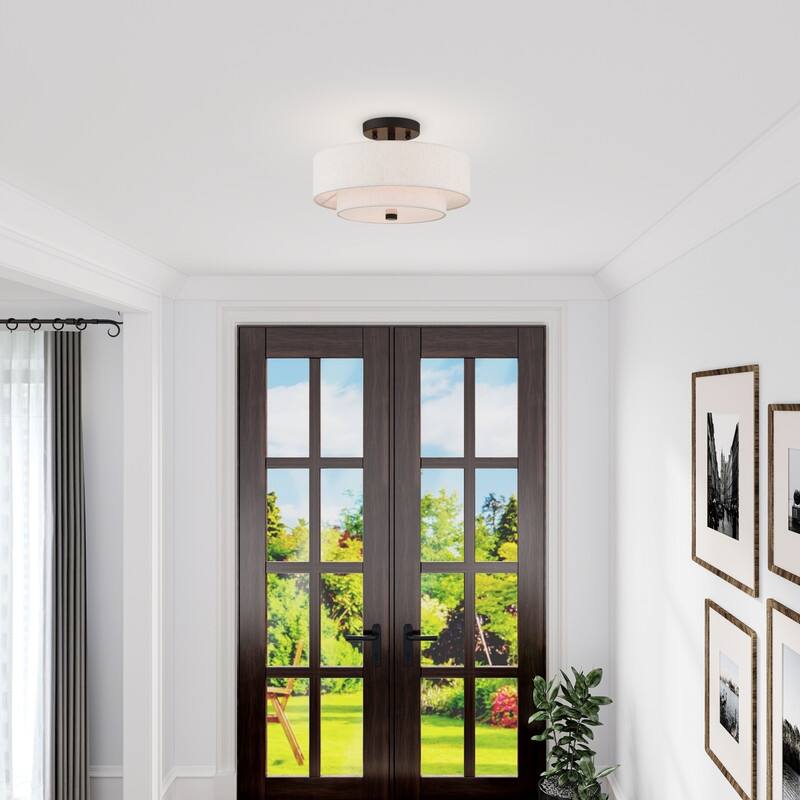 Livex Lighting 2-light Fabric Shade Flush Mount, 51083-92, 51083-91