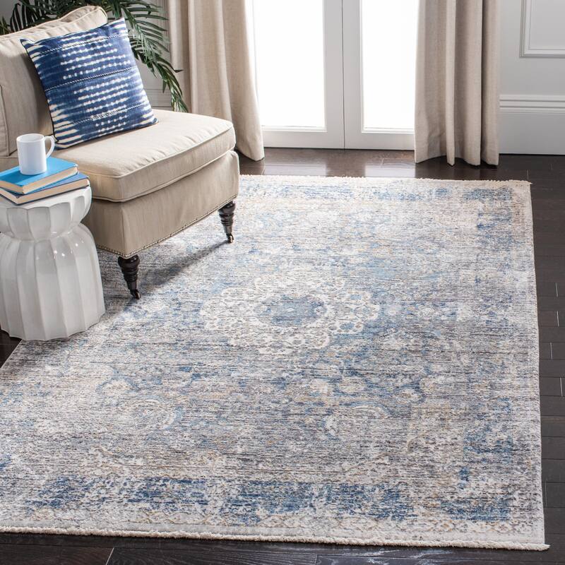 SAFAVIEH Dream Ryooko Vintage Oriental Viscose Rug - 5' x 8' - Grey/Blue
